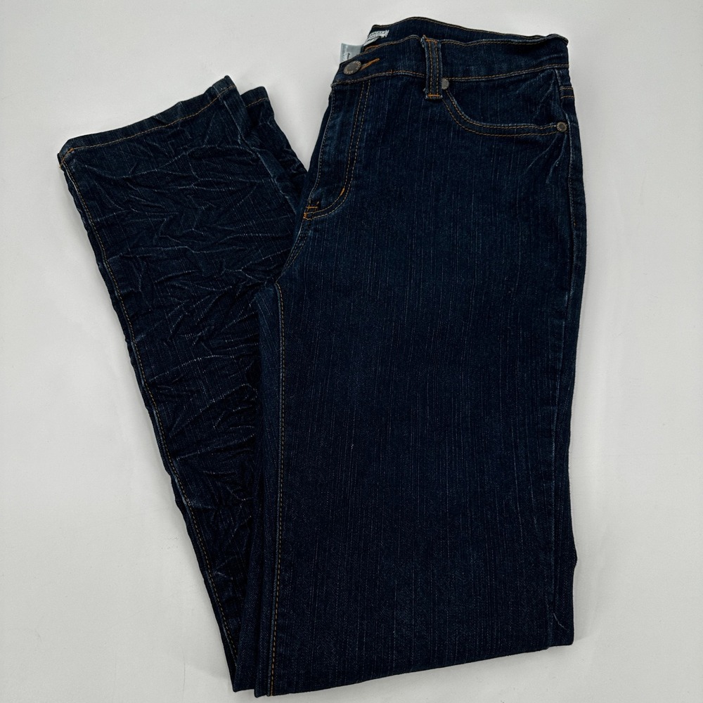 ALBERTO MAKALI Women's Dark Wash Denim Jeans Size 8 Crinkle Texture Leg Slim Fit